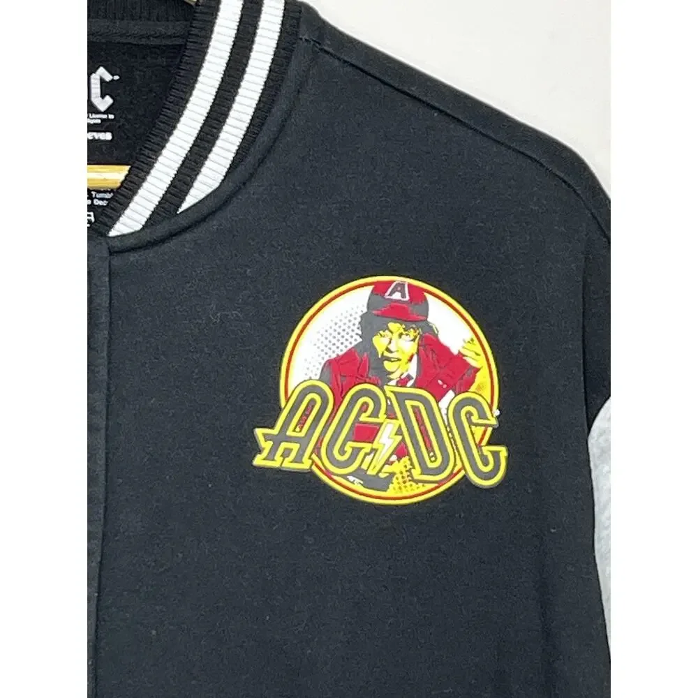 AC/DC High Voltage Graphic Bomber Varsity Jacket Size Small Colorblock Snap Up - Picture 3 of 15